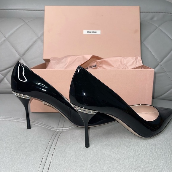 NWT Miu Miu Black Patent Leather Heels - Picture 8 of 9